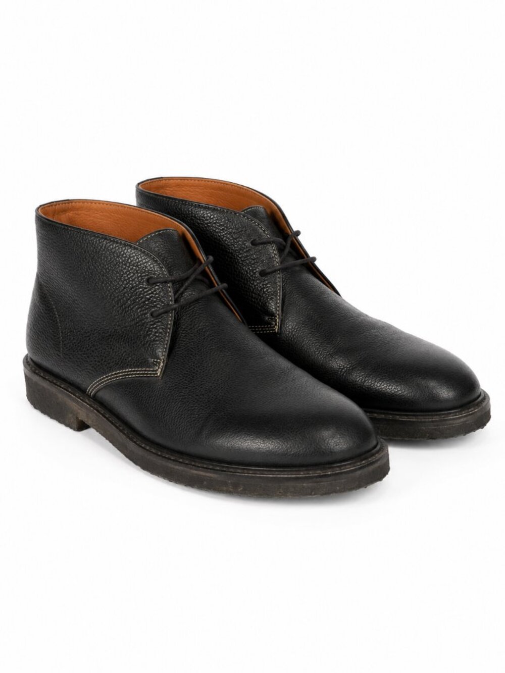 Johnston and Murphy Black Pebbled Leather Chukka Boots Mens 14B